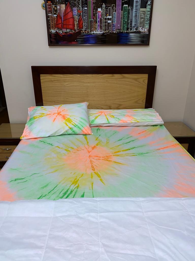 Bed Sheet - Green/Yellow/Orange