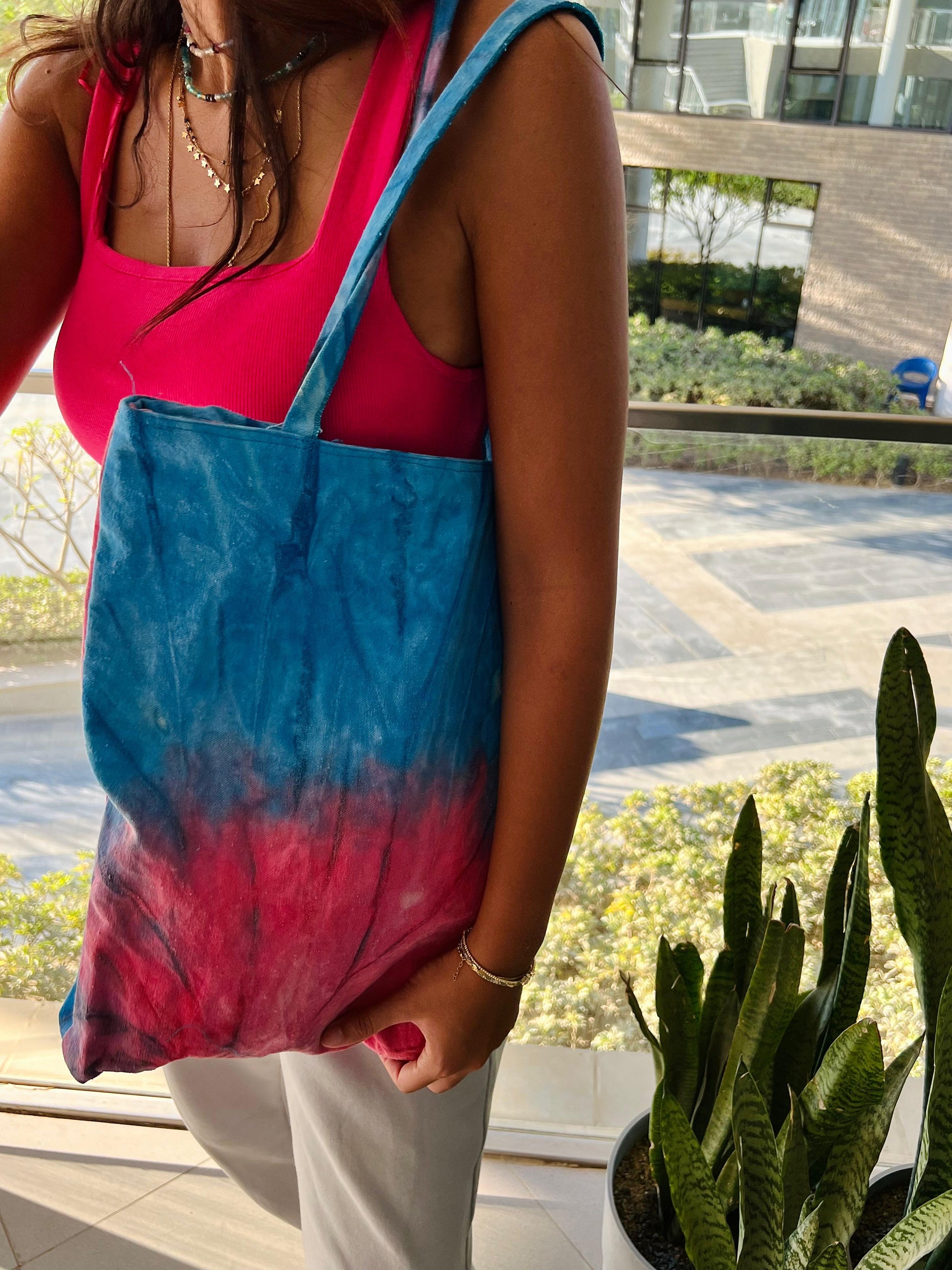 Tote Bag - Burgundy/Blue