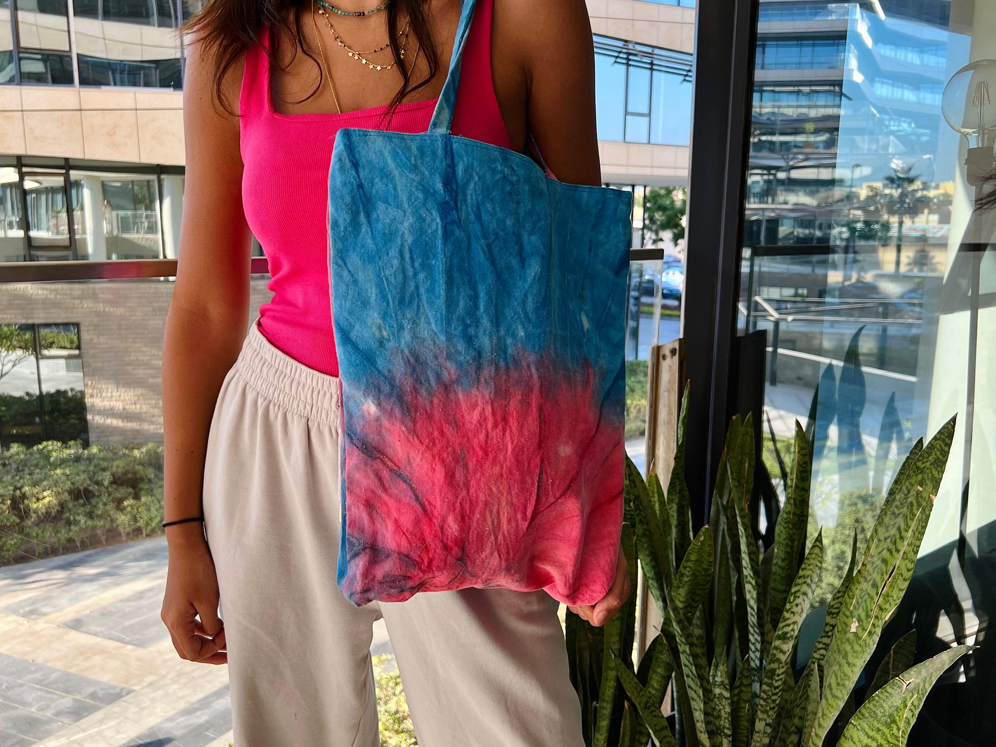 Tote Bag - Burgundy/Blue